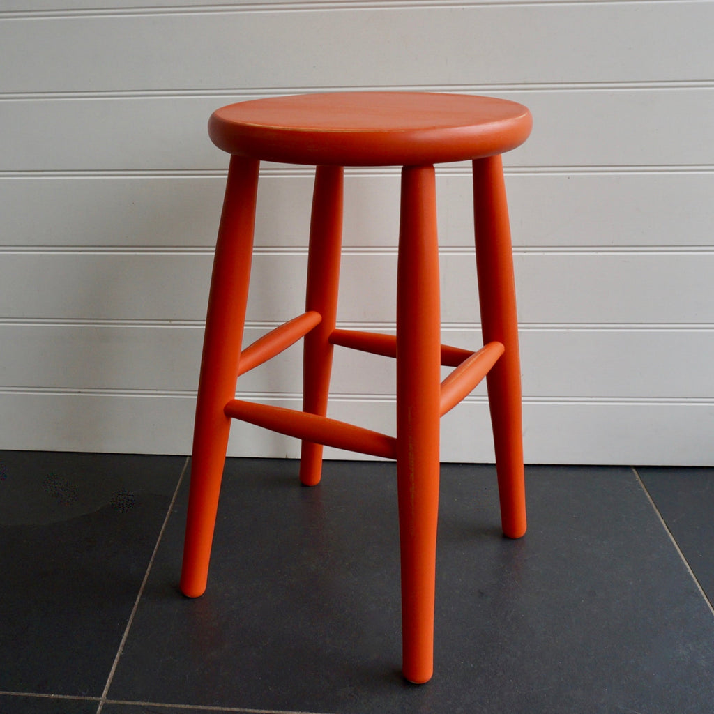 Painted 2025 wooden stool